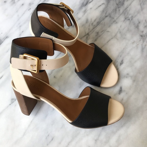 Chloe Shoes - Chloe stacked heel two tone Size 37 1/2 7.5